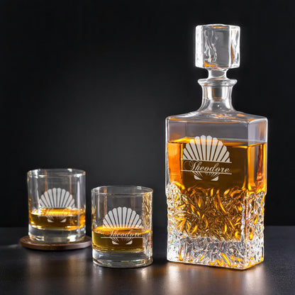 Seashell Personalized Icy Whiskey Decanter with Glasses Gift Set