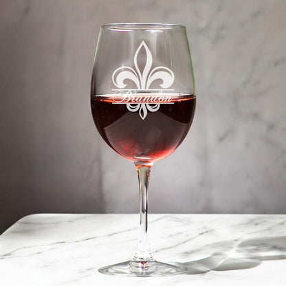 Fleur De Lis Personalized Beer Mug and Wine Glass Gift Set