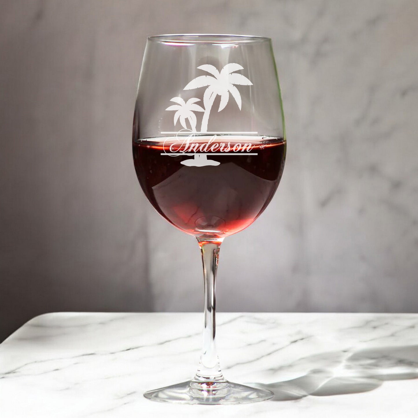 Palm Tree Personalized Beer Mug and Wine Glass Gift Set