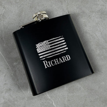 Patriotic Military Personalized Flask