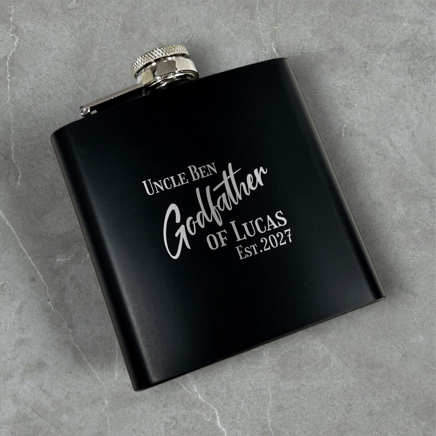 Godparent Personalized Metal Flask