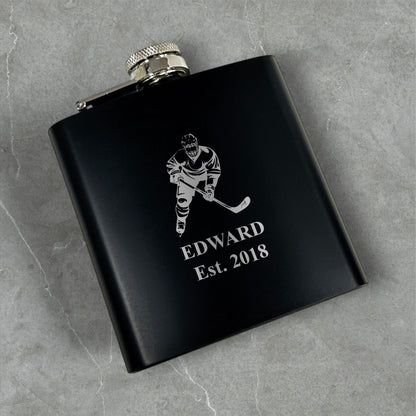 Hockey Personalized Metal Flask