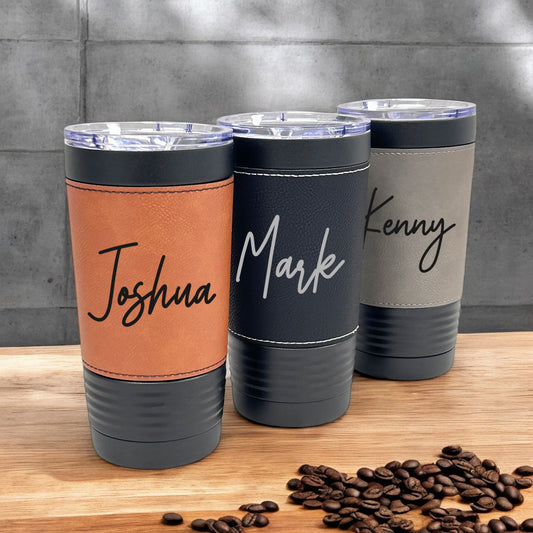 Signature Collection Personalized Black 20 oz Leather Tumbler