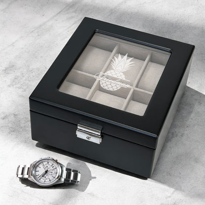 Pineapple Personalized Wooden 6-Slot Watch Box