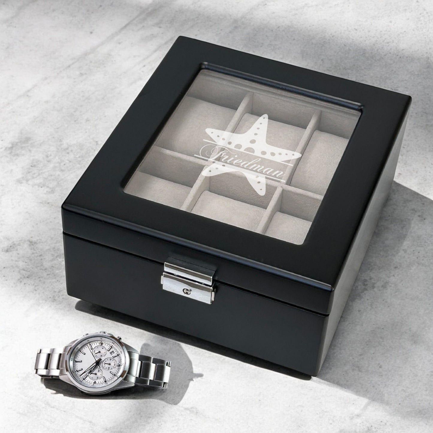 Starfish Personalized Wooden 6-Slot Watch Box