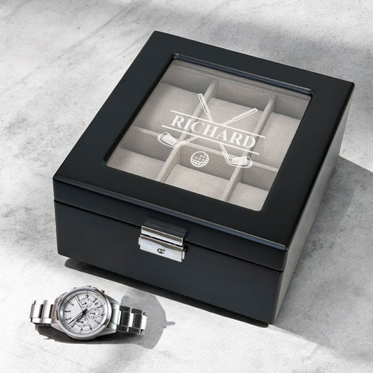 Golf Personalized Wooden 6-Slot Watch Box