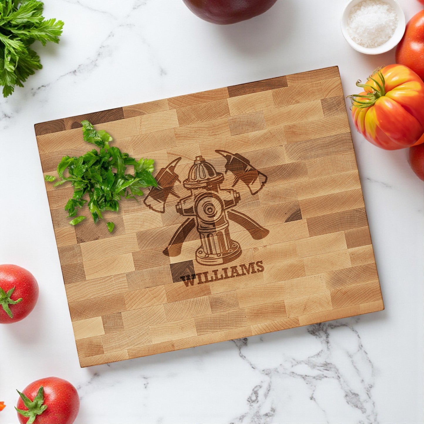 Firefighter Personalized Butcher Block Cutting Board