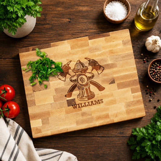 Firefighter Personalized Butcher Block Cutting Board
