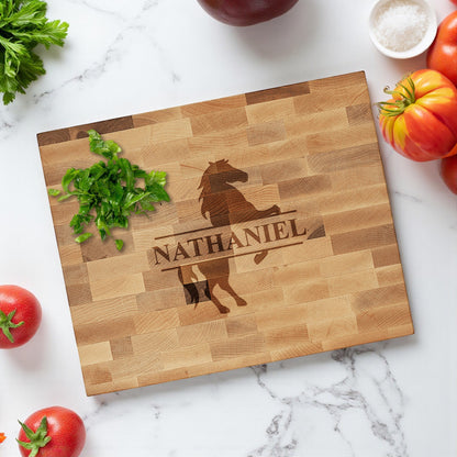 Equestrian Horse Personalized Butcher Block Cutting Board