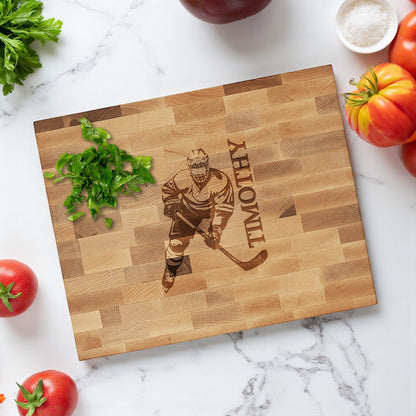 Hockey Personalized Butcher Block Cutting Board