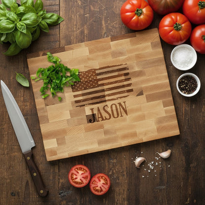 Patriotic Military Personalized Butcher Block Cutting Board