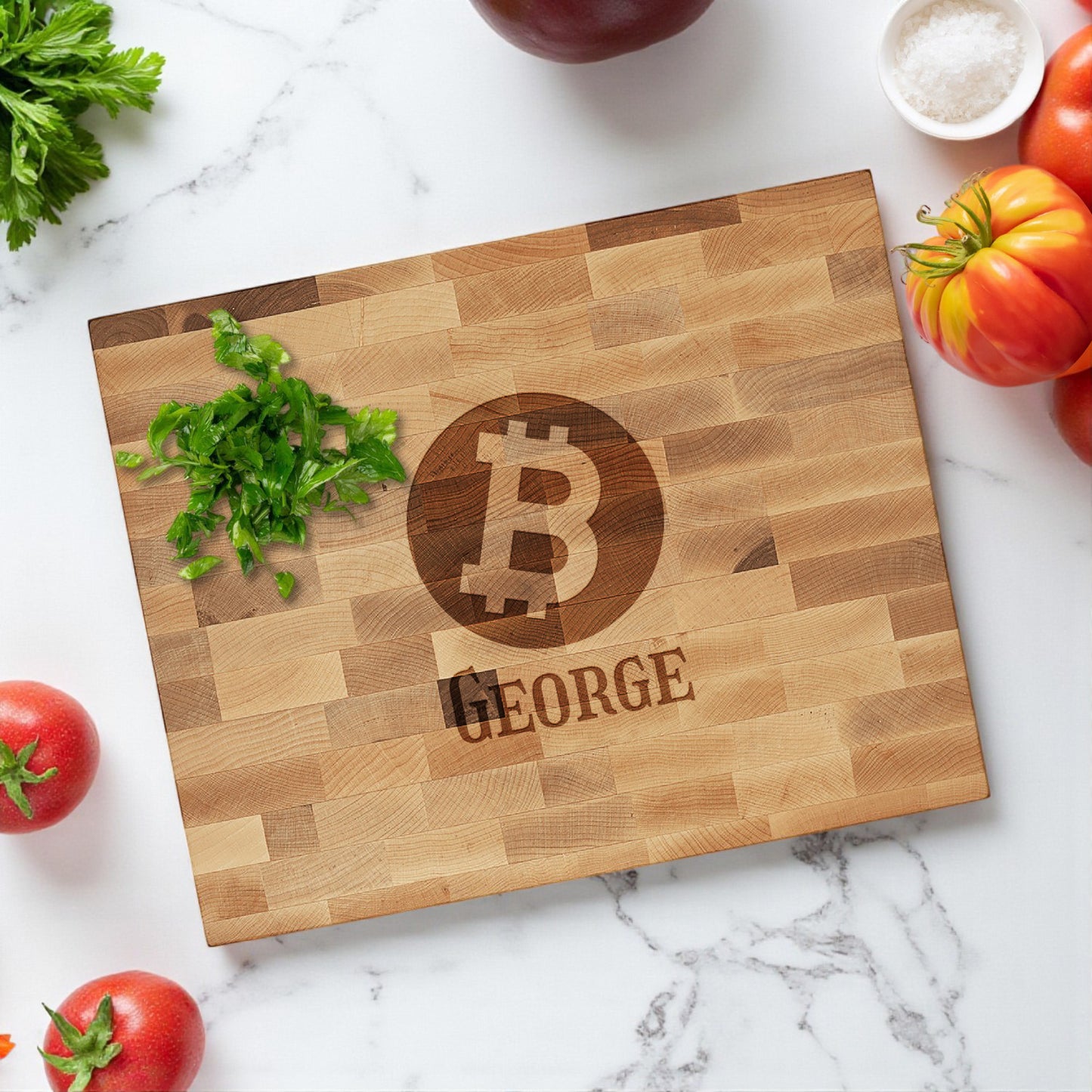 Bitcoin Crypto Personalized Butcher Block Cutting Board