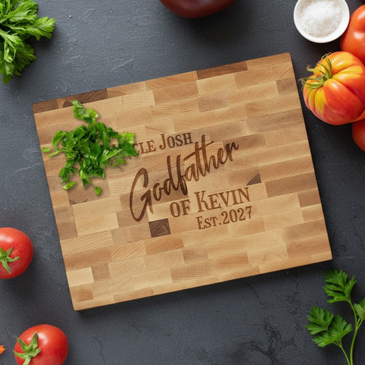 Godfather or Godmother Personalized Butcher Block Cutting Board