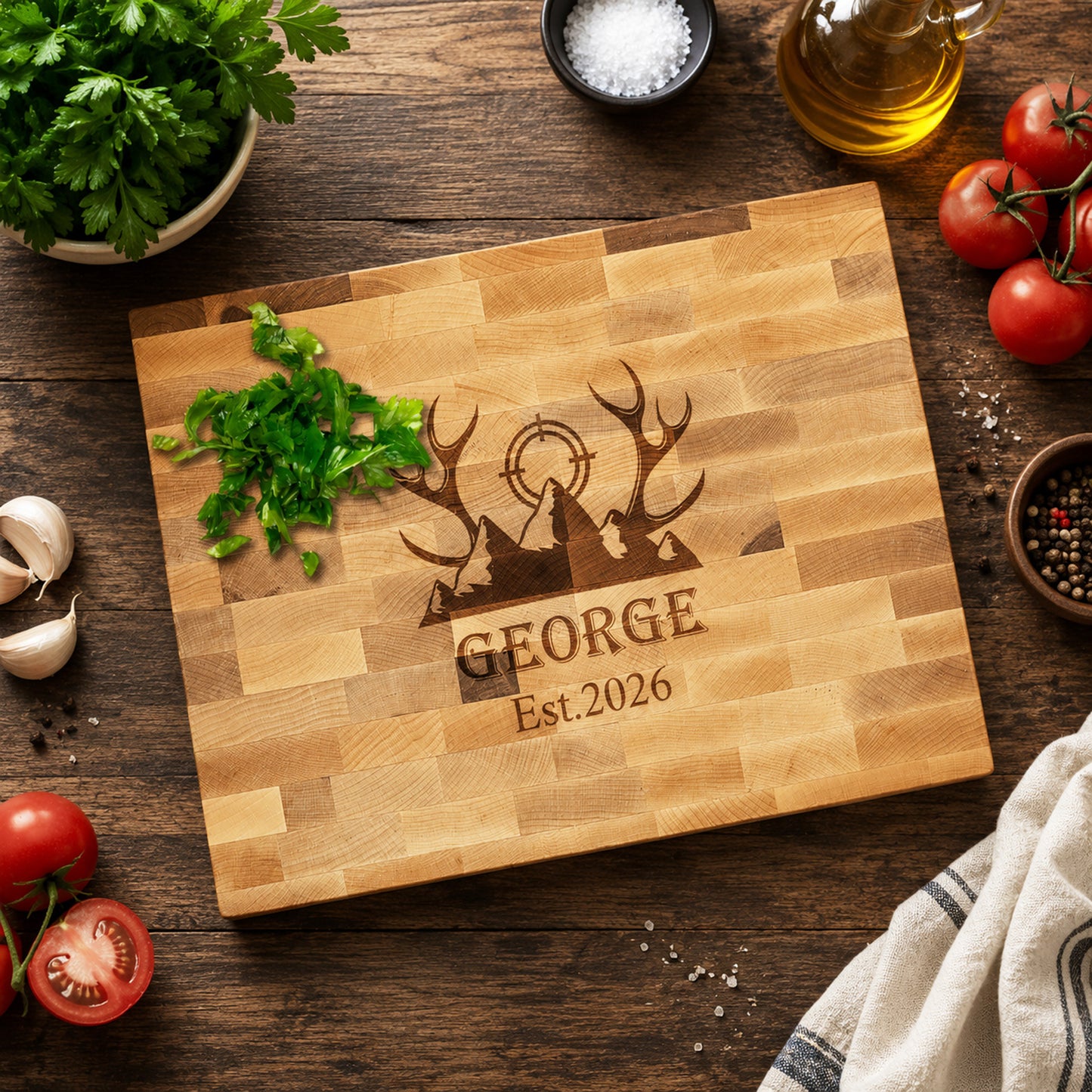 Hunting Personalized Butcher Block Cutting Board