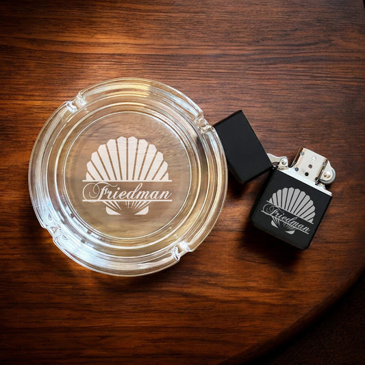 Seashell Personalized Cigarette Ashtray and Lighter