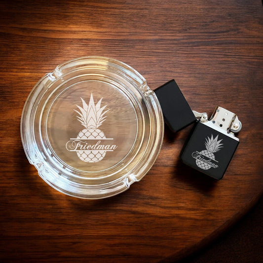 Pineapple Personalized Cigarette Ashtray and Lighter