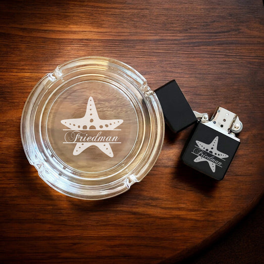 Starfish Personalized Cigarette Ashtray and Lighter
