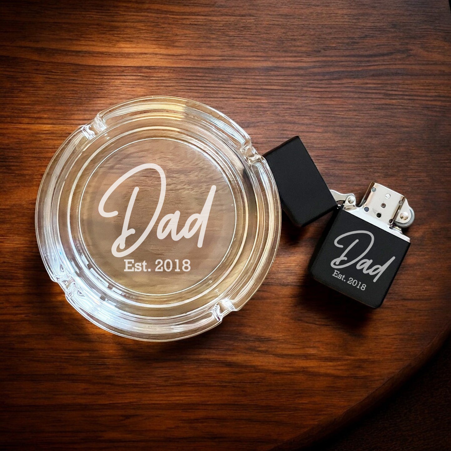 Dad Personalized Cigarette Ashtray and Lighter