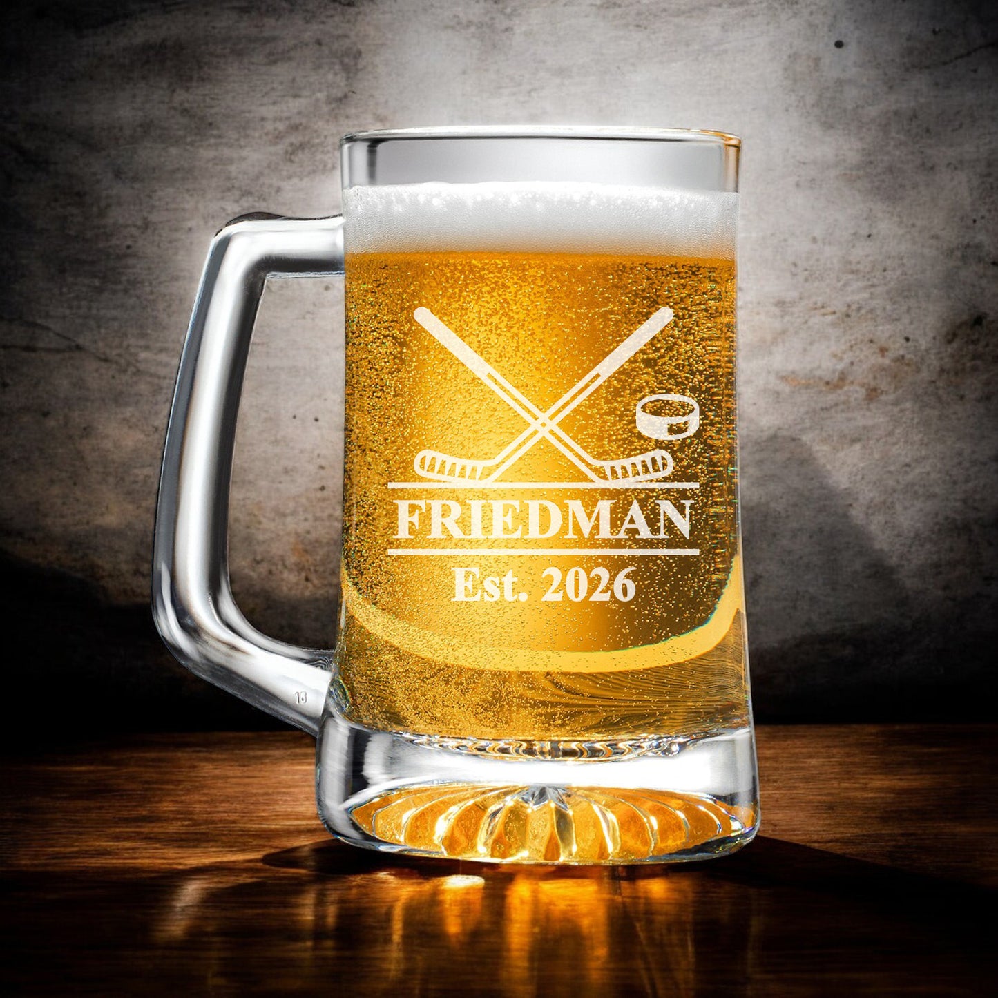 Hockey Personalized Beer Mug and Beer Pint Glass Set