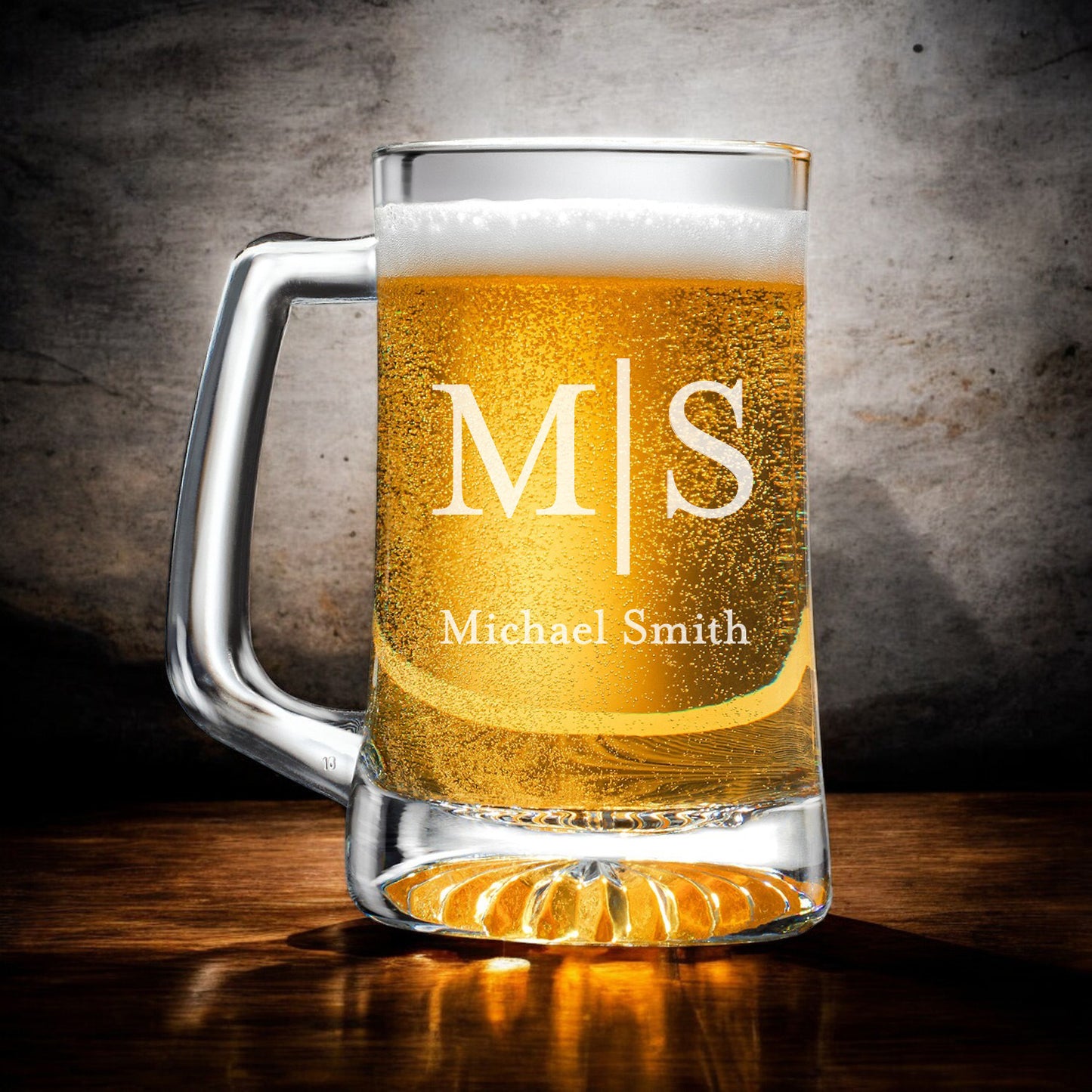 Monogram Personalized Beer Mug and Wine Glass Gift Set