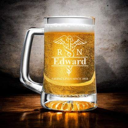 Medical Professionals Personalized Beer Mug and Beer Pint Glass Set
