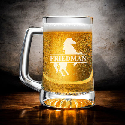 Equestrian Horse Personalized Cigar Lighter & Super Size Beer Mug Gift Set
