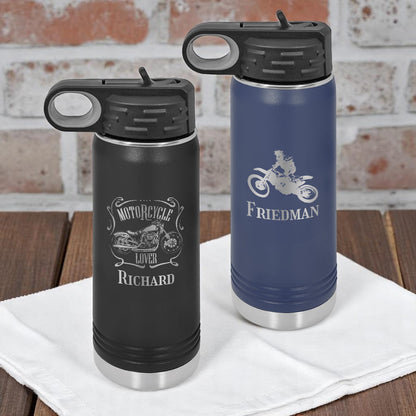Motorcycle Rider Personalized 20 oz Insulated Water Bottle