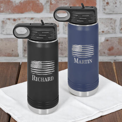 Patriotic Military Personalized 20 oz Insulated Water Bottle