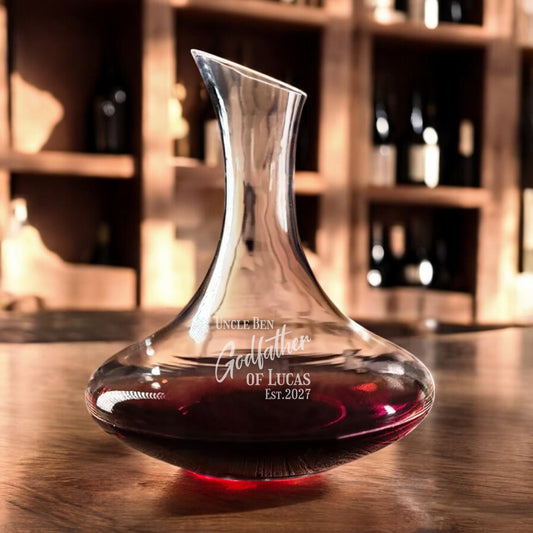 Godfather Personalized Wine Decanter with Stemless Wine Glass Set