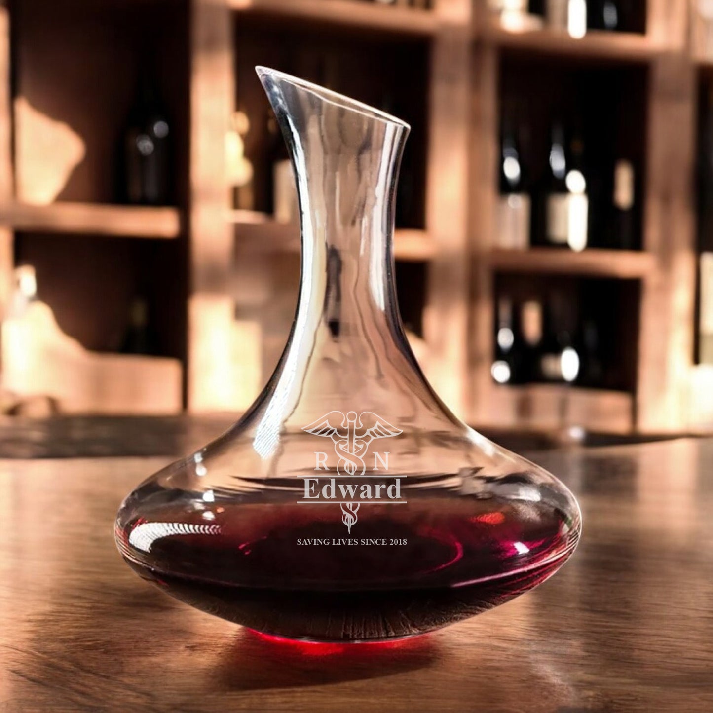 Medical Professionals Personalized Wine Decanter with Wine Glass Set