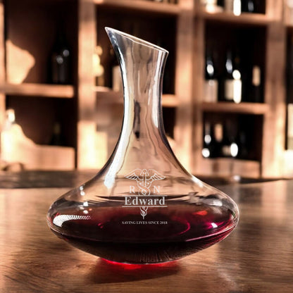 Medical Professionals Personalized Wine Decanter with Wine Glass Set