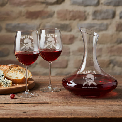 Barber Personalized Wine Decanter with Wine Glass Set