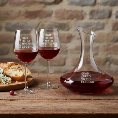 Dad Personalized Wine Decanter with Wine Glass Set