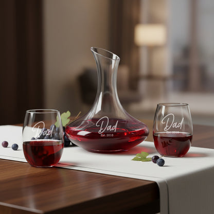 Dad Personalized Wine Decanter with Wine Glass Set
