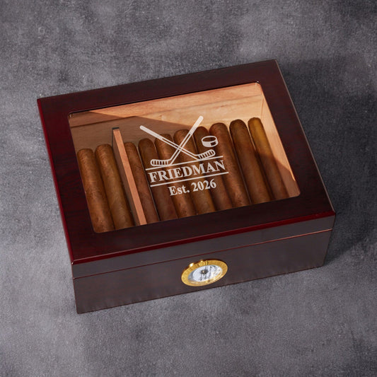 Hockey Personalized Cigar Humidor 50 Count