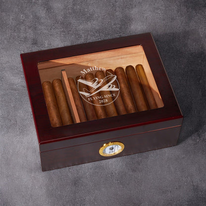 Aviator Pilot Personalized Cigar Humidor 50 Count