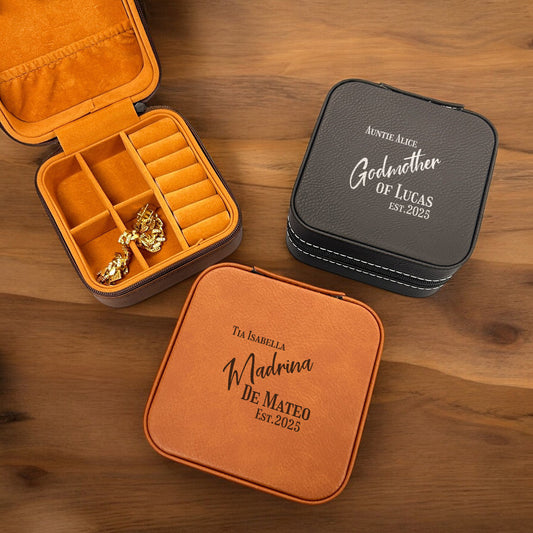 Godmother Personalized Leather Travel Jewelry Case