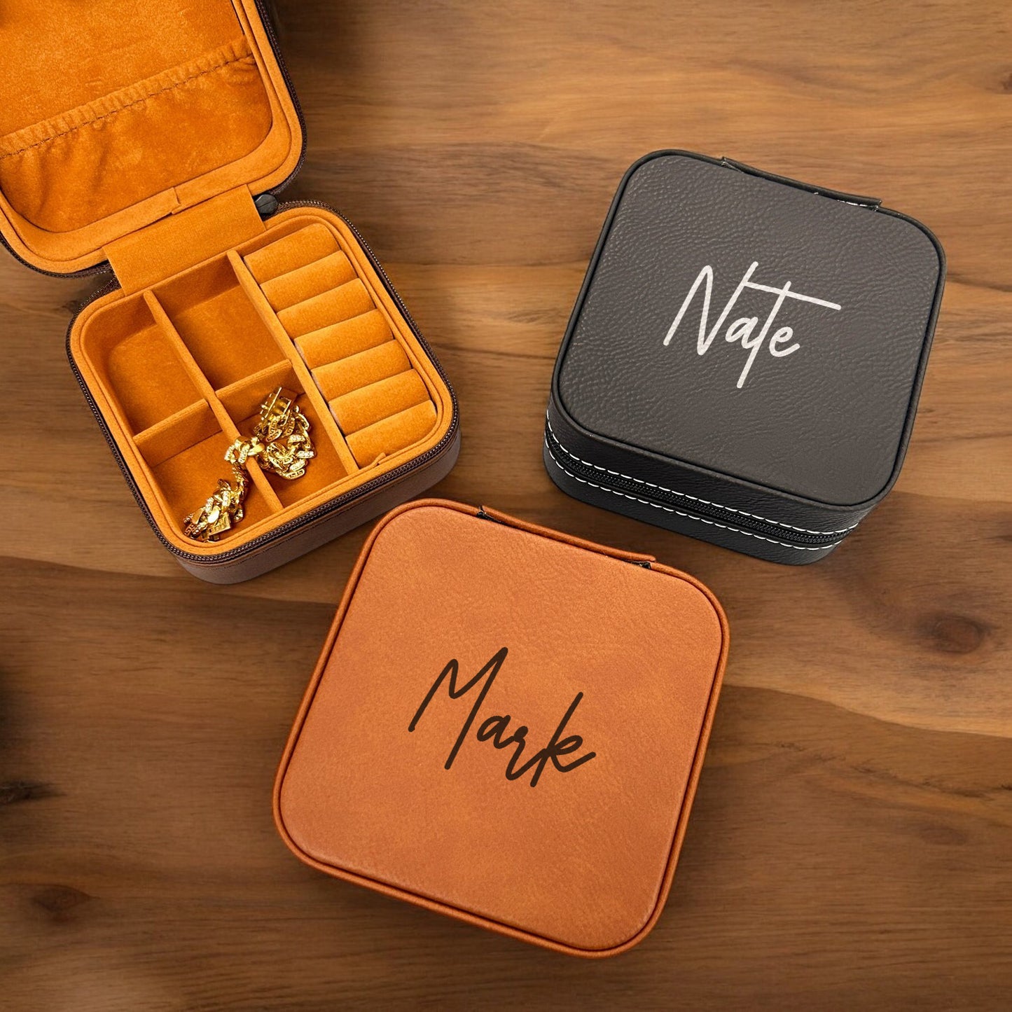 Signature Collection Personalized Leather Travel Jewelry Case