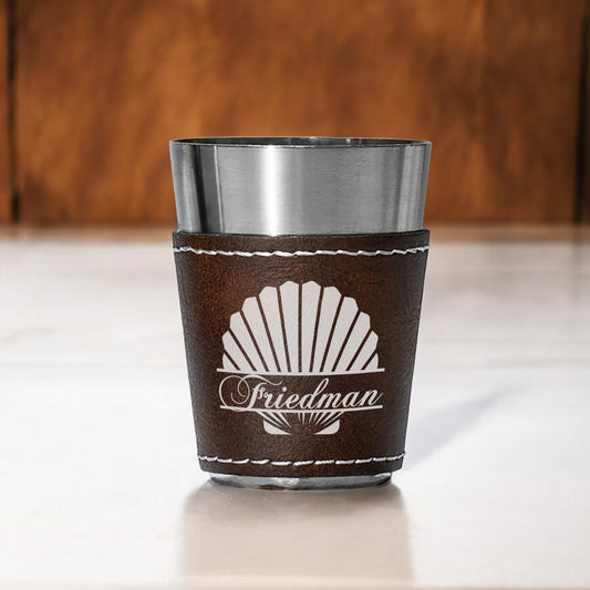Seashell Personalized Leather Stainless Steel Shot Glass