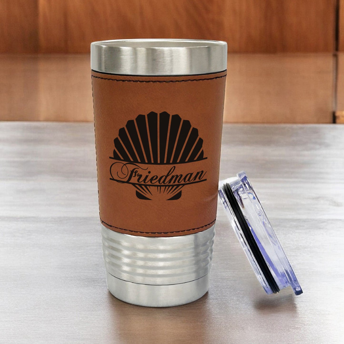 Seashell Personalized 20 oz. Leather Tumbler