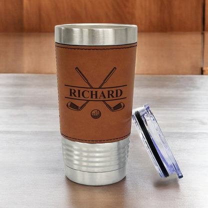 Golf Personalized 20 oz. Leather Tumbler