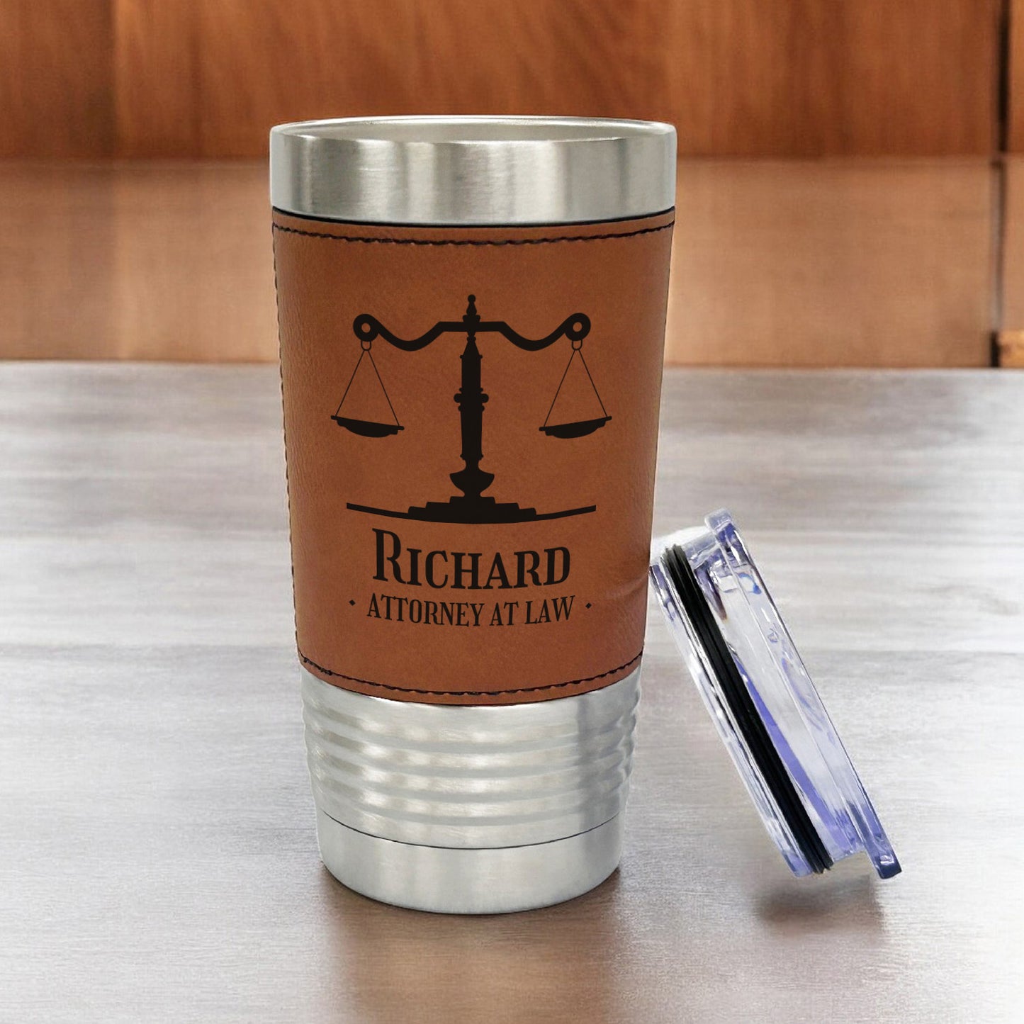 Lawyer Personalized 20 oz. Leather Tumbler