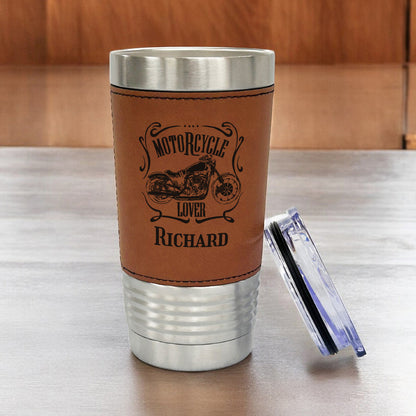 Motorcycle Rider Personalized 20 oz. Leather Tumbler