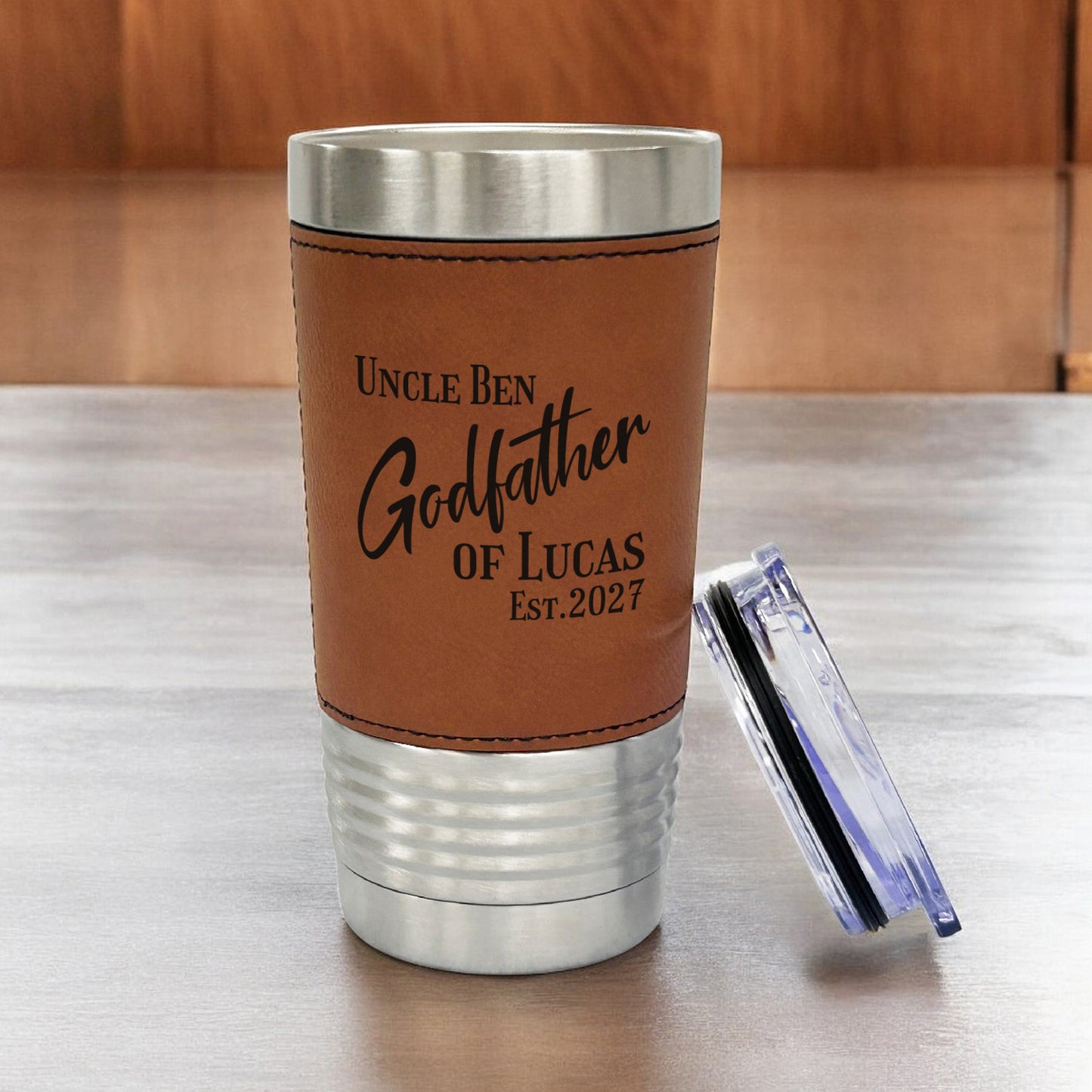 Godparent Personalized 20 oz. Leather Tumbler