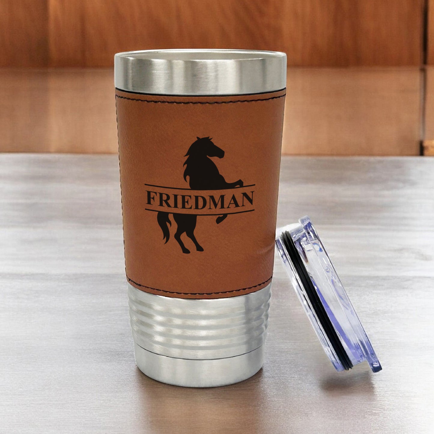 Equestrian Horse Personalized 20 oz. Leather Tumbler