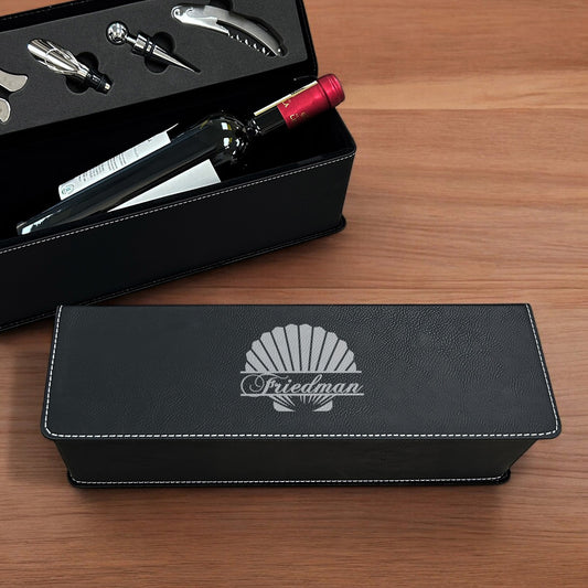 Seashell Personalized Leather Wine Bottle Accessory Gift Box