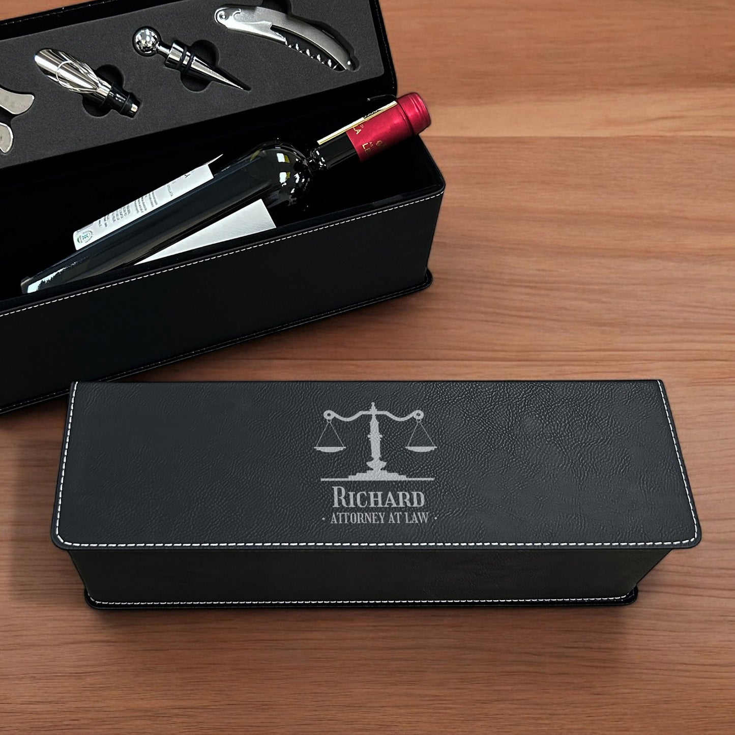 Lawyer Personalized Leather Wine Bottle Accessory Gift Box