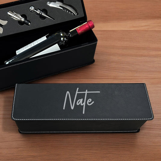 Signature Collection Personalized Leather Wine Bottle Accessory Gift Box