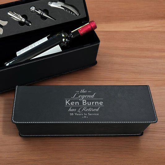 The Legend Has Retired Personalized Leather Wine Bottle Accessory Gift Box