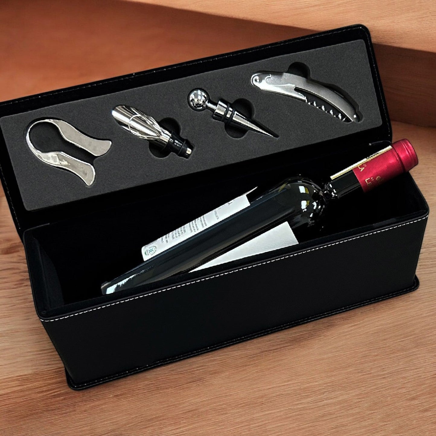 Custom Logo Personalized Leather Wine Bottle Accessory Gift Box
